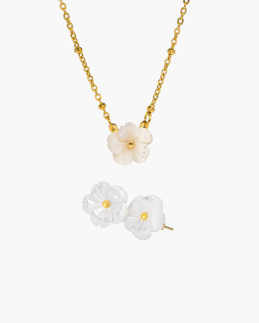 Ensemble Collier et boucles d'oreilles florale